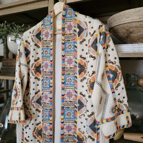 Anthropologie Maeve Dala Embroidered Jacket Size M Bohemian Maximalist Statement - Picture 13 of 15
